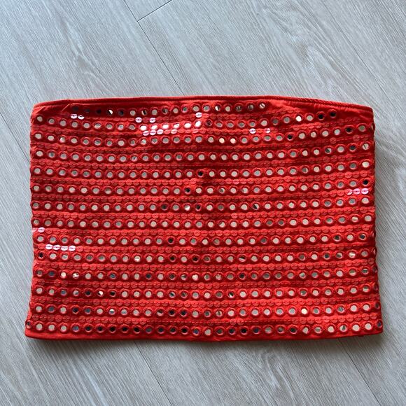 J Crew Broken In Jersey Tube Top With Mirror Embellishments Womens XS READ - Picture 1 of 16